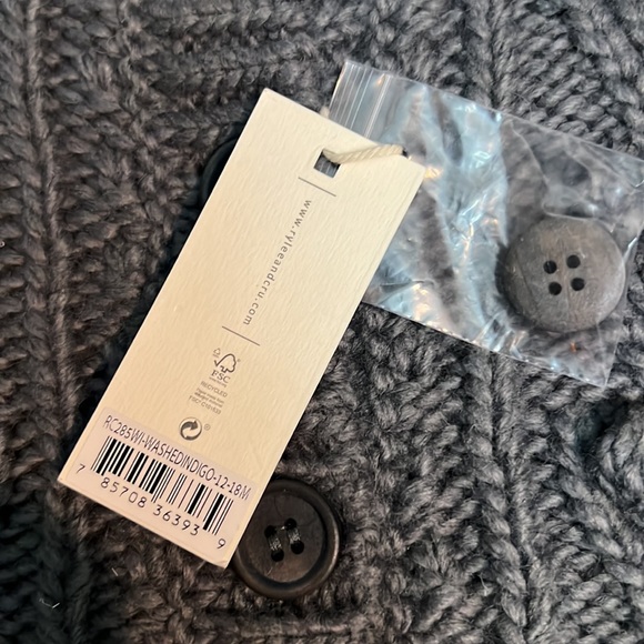NWT Ryle + Cru Washed Indigo 12-18m bobble Cardigan - Picture 2 of 5